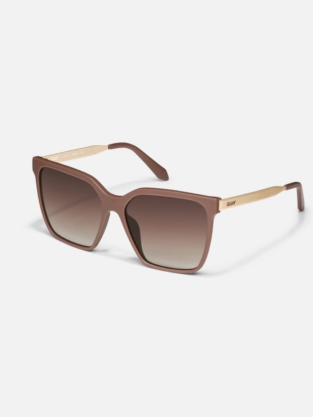 Quay Level Up Remixed Matte Doe Brown Lens Gold Smoke Sunglasses Authentic New - Picture 3 of 3